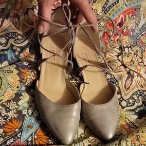 Elegant Gray Lace-Up Women's Shoes